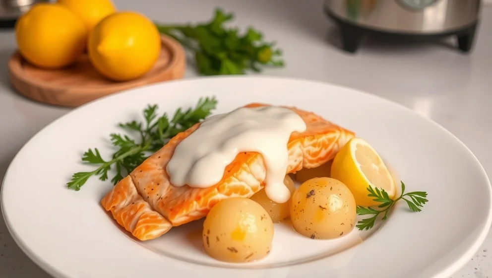 Kall sås till lax och potatis som smäcker