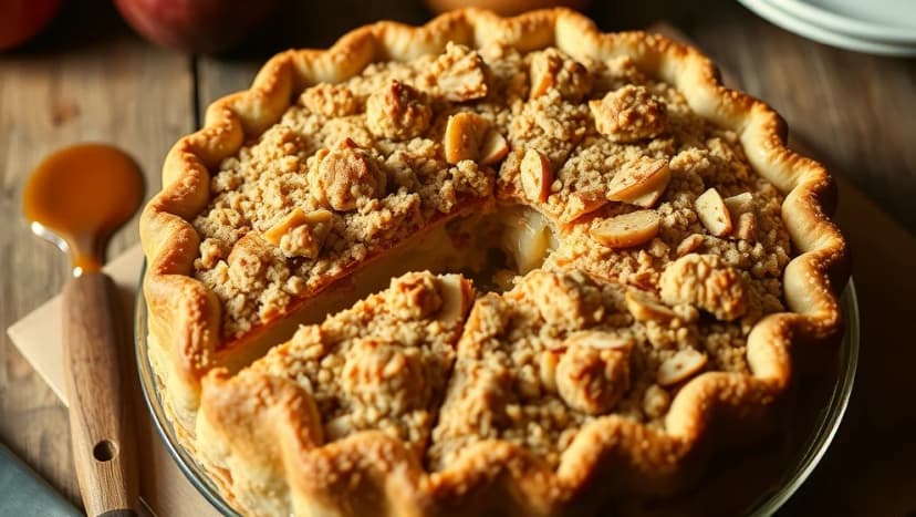 Knäckig äppelpaj med havregryn och sirap
