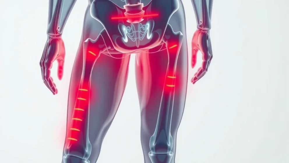 Ont i ljumsken strålar ner i benet